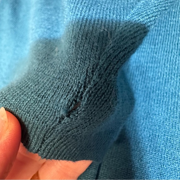 J Jill Women's 4X Cross-over Tie Front Persian Blue Teal Cotton Blend Sweater - Picture 15 of 16